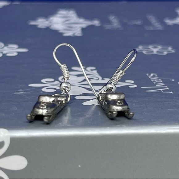 Silver Snowmobile Charm Earrings - Picture 1 of 7